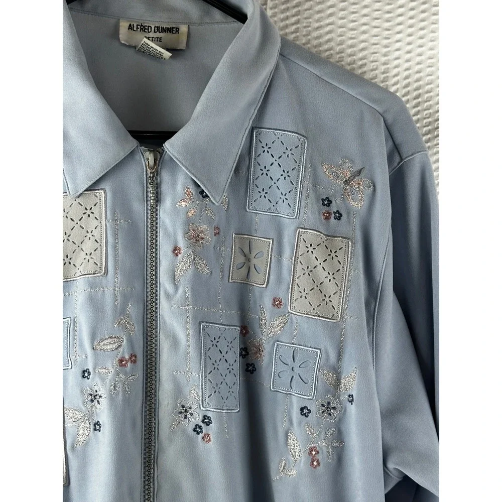 Womens Alfred Dunner Size 16 Petite Jacket‎ Powder Blue Embellished Grandmacore